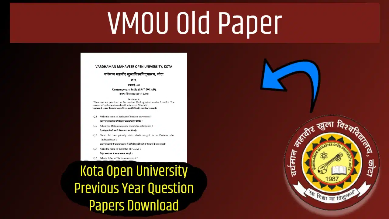 Vmou old paper, rscit, dlis, assignment front page, helpline number, This book is a comprehensive guide. I. A. Short Summary of VMOu Kota.